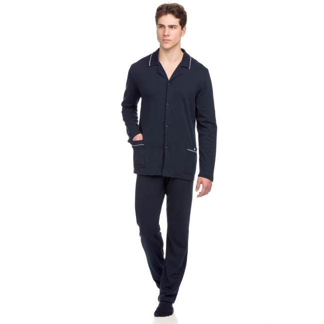 Vamp ανδρική πιτζάμα μπλέ cotton regular fit 13929