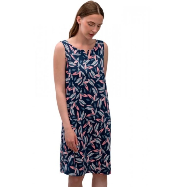 Vamp γυναικείο νυχτικό μπλε cotton regular fit 16035