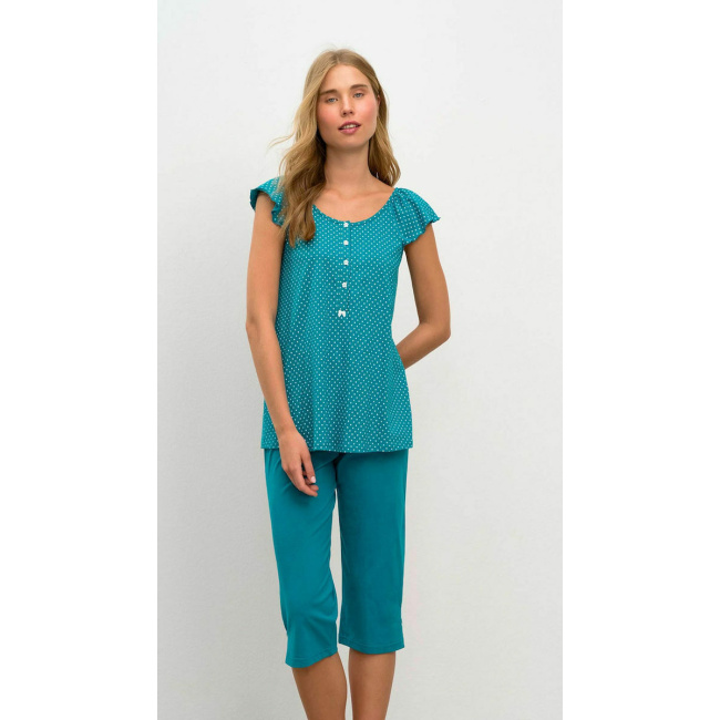 Vamp γυναικεία πιτζάμα πετρόλ cotton regular fit 16276