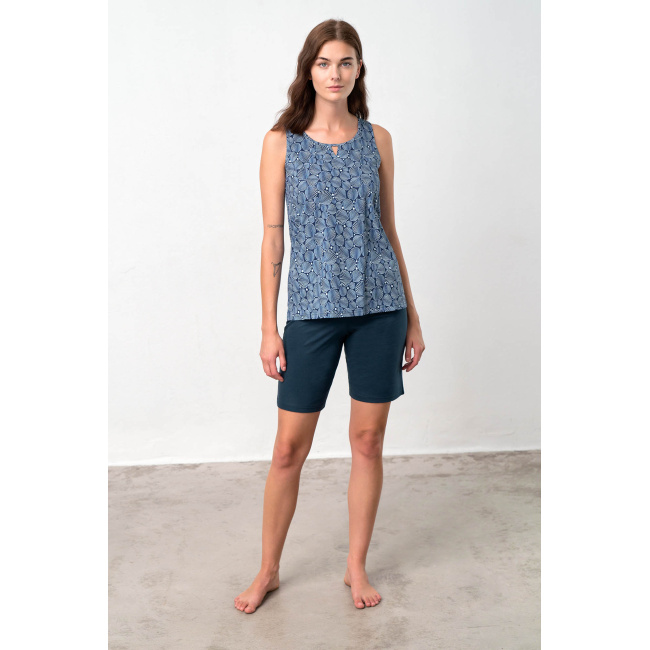 Vamp γυναικεία πιτζάμα μπλέ cotton regular fit 18325