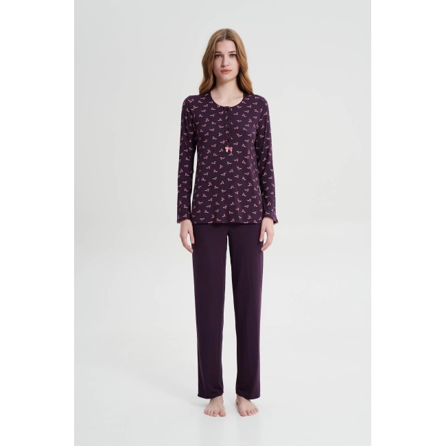Vamp γυναικεία πιτζάμα μπορντώ modal regular fit 19015