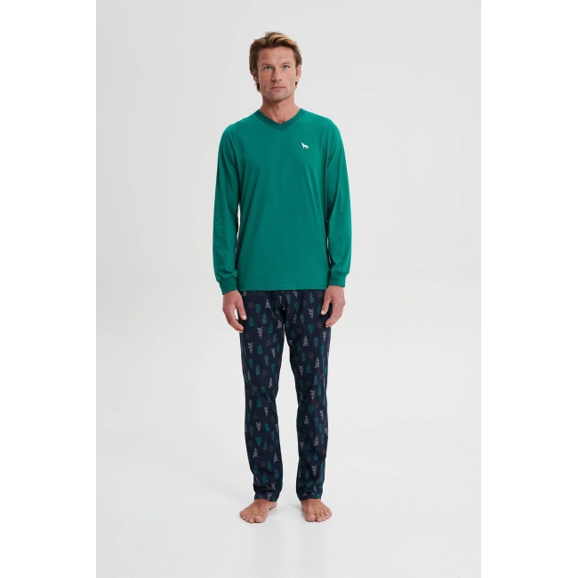 Vamp ανδρική πιτζάμα πράσινη cotton regular fit 19661
