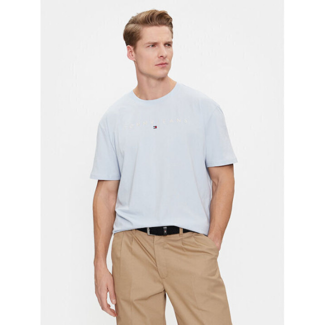 Tommy Jeans ανδρικό βαμβακερό t-shirt σιέλ DM0DM17993-C10