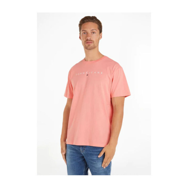 Tommy Jeans ανδρικό βαμβακερό t-shirt ροζ DM0DM17993-TIC