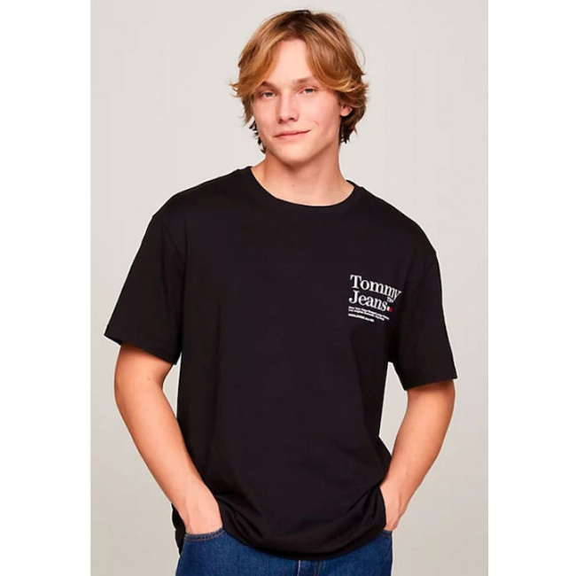 Tommy Jeans ανδρικό βαμβακερό t-shirt μαύρο DM0DM18870-BDS