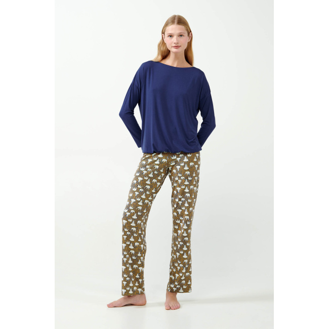 Vamp γυναικεία πιτζάμα μπλέ modal regular fit 21000