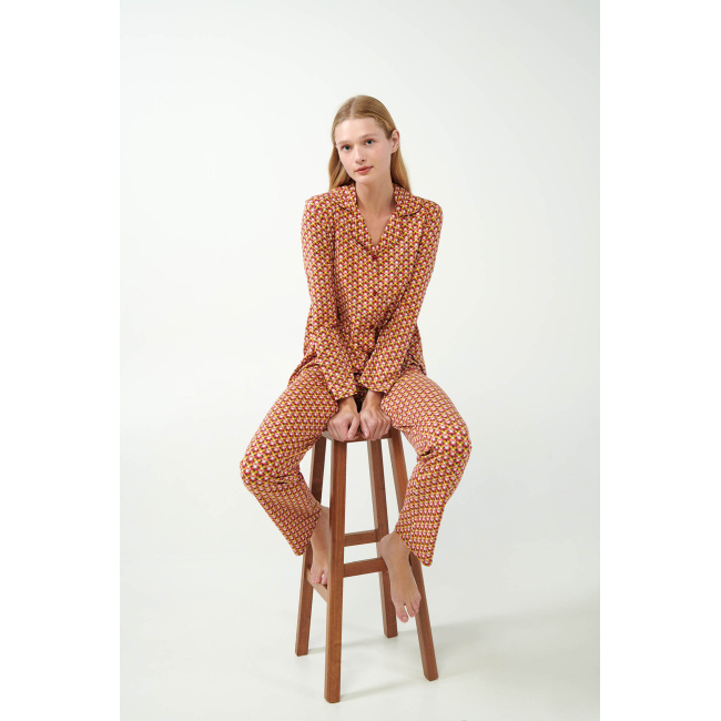 Vamp γυναικεία πιτζάμα μουσταρδί modal regular fit 21034