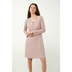 Vamp γυναικείο νυχτικό μπέζ ρίμπ bamboo regular fit 21171