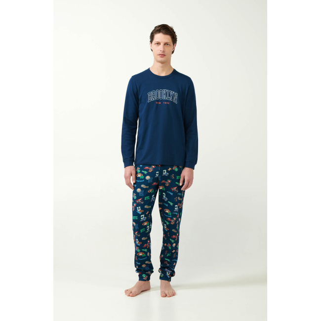 Vamp ανδρική πιτζάμα μπλέ cotton regular fit 21610
