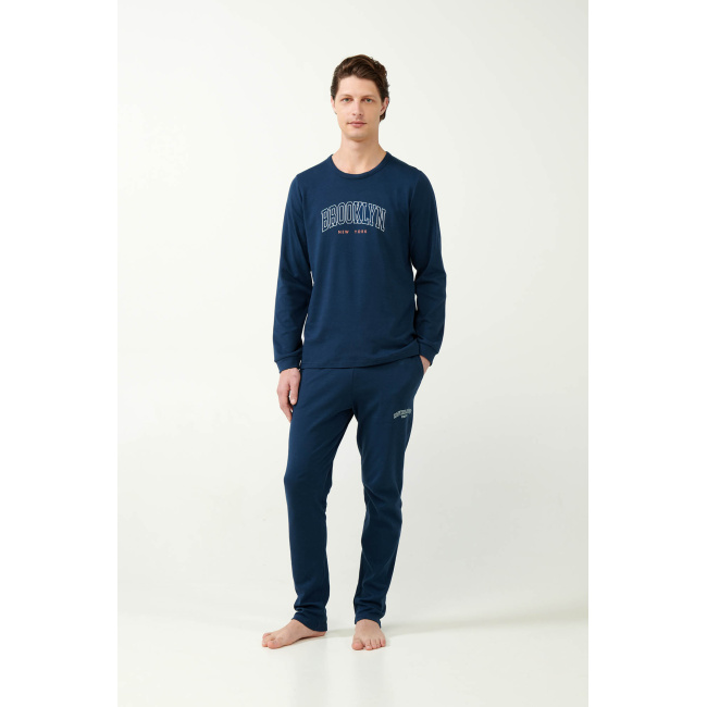 Vamp ανδρική πιτζάμα μπλέ cotton regular fit 21615