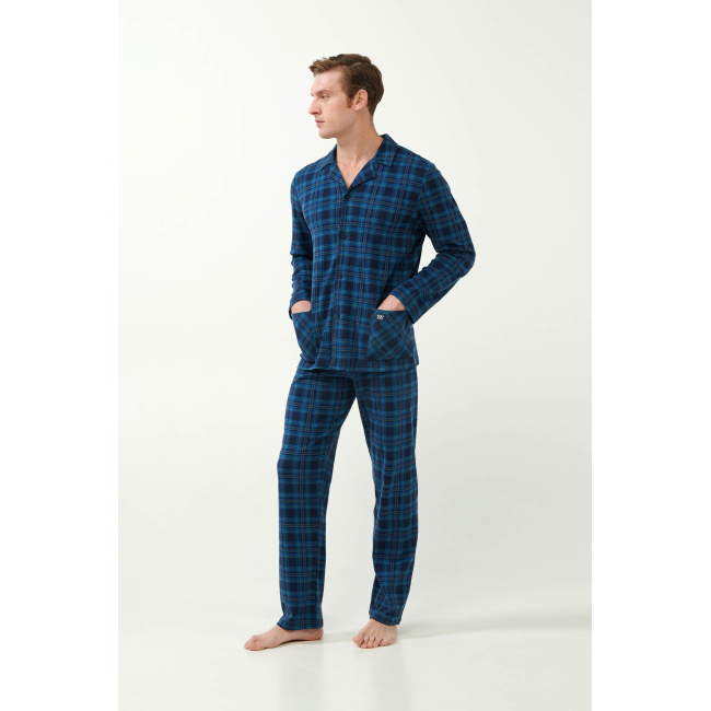 Vamp ανδρική πιτζάμα μπλε cotton regular fit 21622-blue