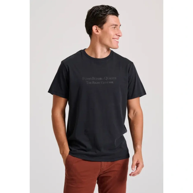 Funky Buddha ανδρικό βαμβακερό t-shirt μαύρο FBM010-004-04-Black