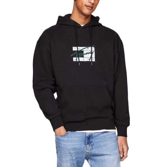 Tommy Jeans ανδρικό relaxed fit φούτερ μαύρο DM0DM20170-BDS