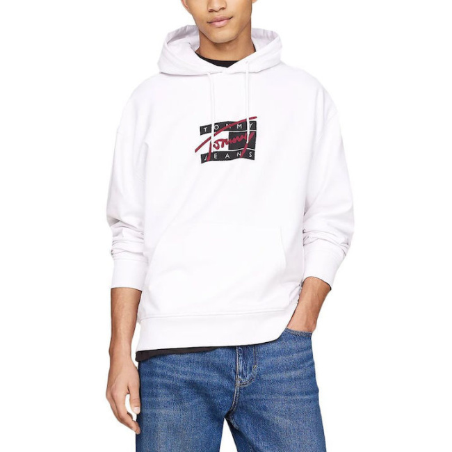 Tommy Jeans ανδρικό relaxed fit φούτερ λευκό DM0DM20170-YBR