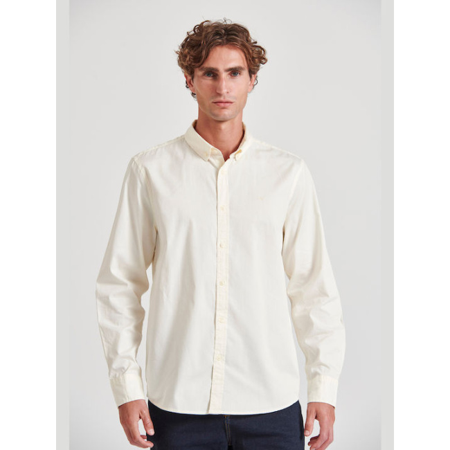 Funky Buddha ανδρικό βαμβακερό πουκάμισο εκρού FBM010-015-05-off white