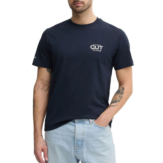 Pepe Jeans ανδρικό βαμβακερό regular t-shirt μπλε σκούρο PM509800-594