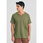 Funky Buddha ανδρικό βαμβακερό henley t-shirt χακί FBM011-004-04-hunter green