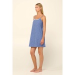 Vamp γυναικείο νυχτικό μπλε πουά cotton regular fit 22217-blue iris