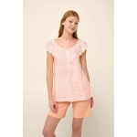 Vamp γυναικεία πυτζάμα floral print cotton regular fit 22221-salmon