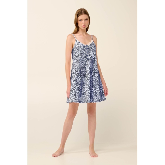 Vamp γυναικείο νυχτικό floral print cotton relaxed fit 22226-blue peony