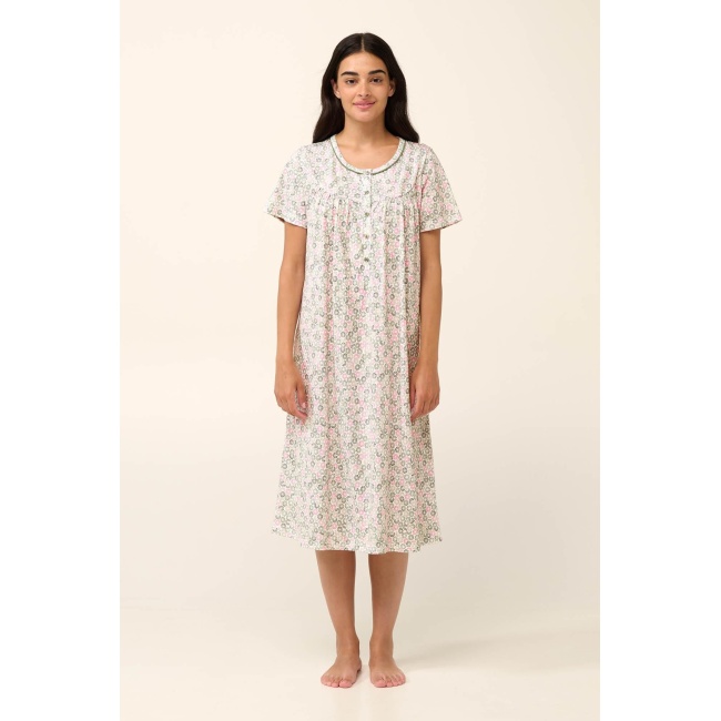 Vamp γυναικείο νυχτικό cotton floral relaxed fit 22241-green oil