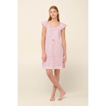 Vamp γυναικείο νυχτικό floral print cotton regular fit 22250-pink dove