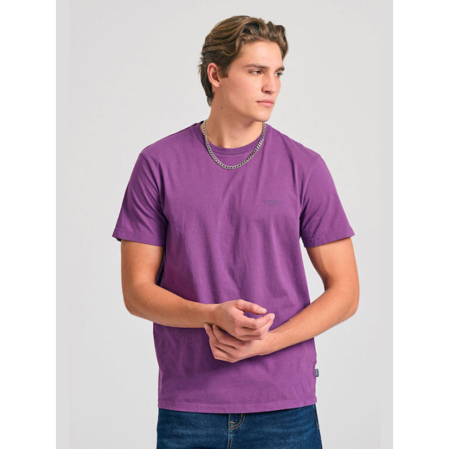 Funky Buddha ανδρικό βαμβακερό regular t-shirt μωβ FBM011-001-04-md palm