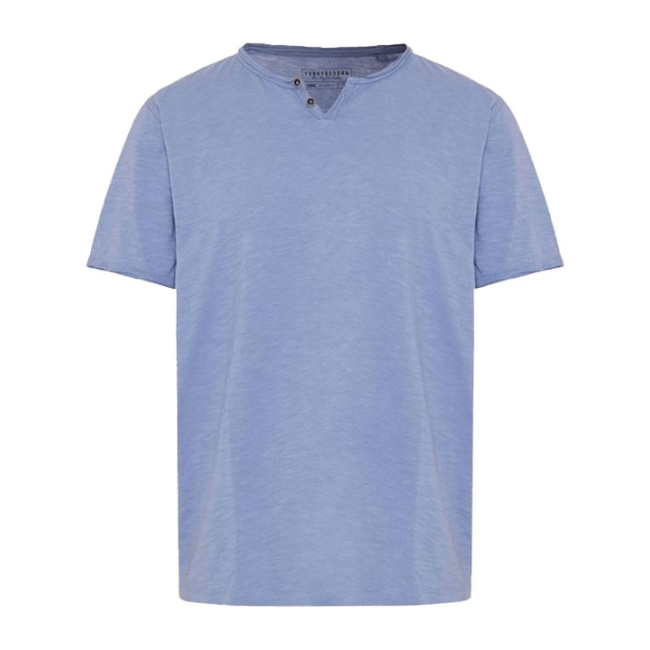 Funky Buddha ανδρικό βαμβακερό henley t-shirt μπλε FBM011-004-04-smoke blue