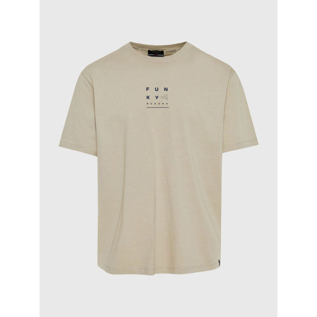 Funky Buddha ανδρικό βαμβακερό relaxed t-shirt μπεζ FBM011-043-04-stone