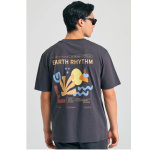 Funky Buddha ανδρικό βαμβακερό relaxed t-shirt γκρι FBM011-087-04-anthracite