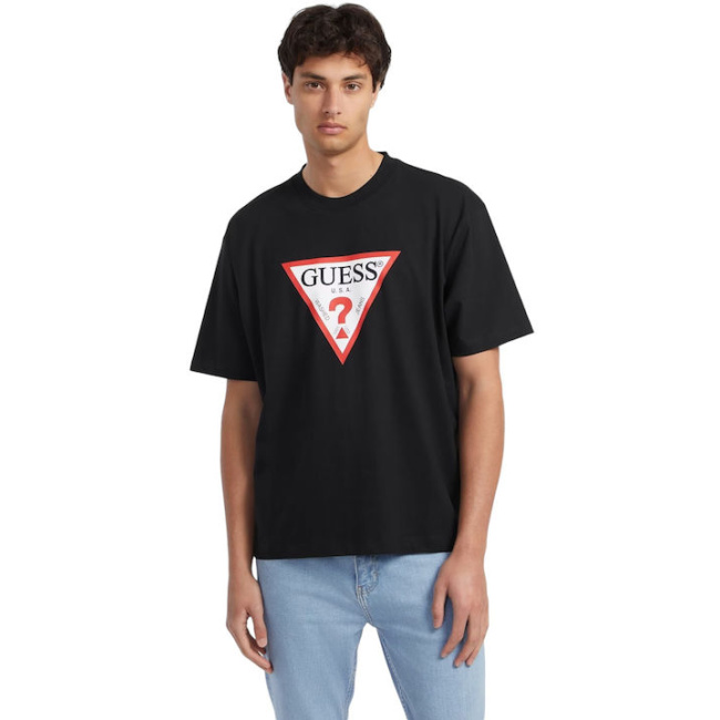 Guess ανδρικό βαμβακερό t-shirt oversized fit μαύρο M4YI45K8FQ4-jblk