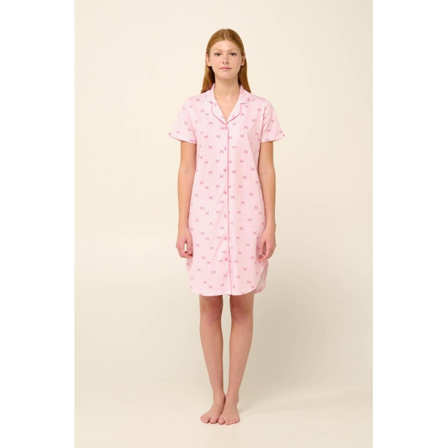Vamp γυναικείο νυχτικό ροζ cotton relaxed fit 22262-pink sea