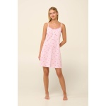 Vamp γυναικείο νυχτικό ροζ καρό cotton regular fit 22266-pink sea