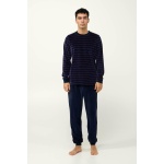 VAMP Ανδρική Velvet Πυτζάμα με Μανσέτες 23701-BLUE BLAZER