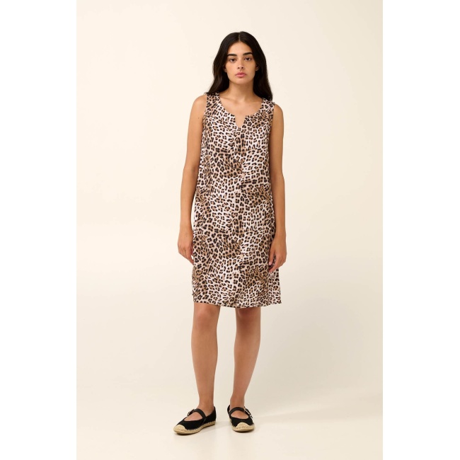 VAMP Αμάνικο Καλοκαιρινό Φόρεμα από Ποπλίνα 22433-BROWN COFFEE