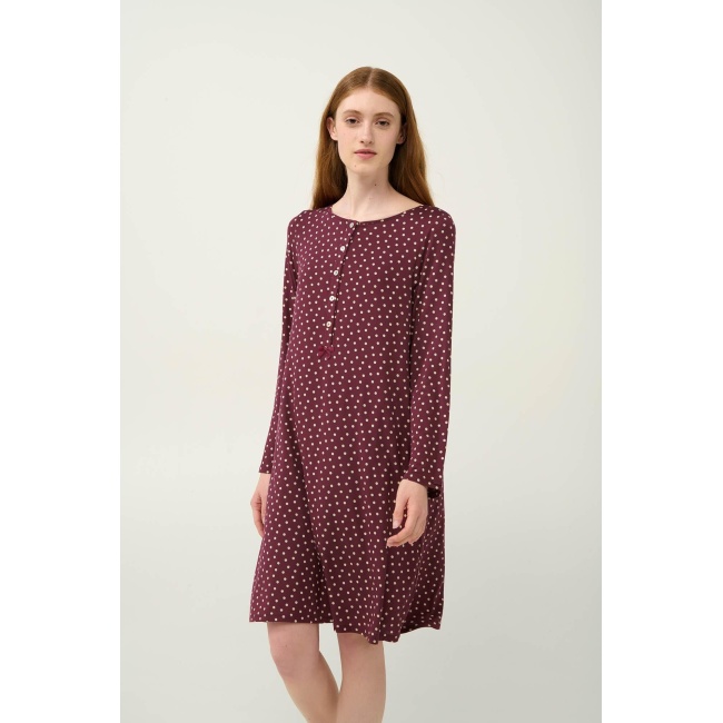 VAMP Micromodal Πουά Νυχτικό με Πατιλέτα 23029-RED WINDSOR