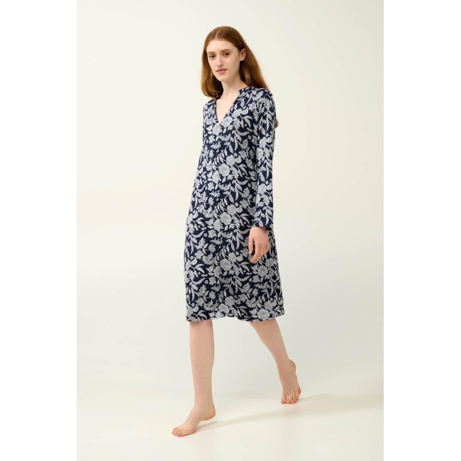 VAMP Micromodal Φλοράλ Νυχτικό 23065-BLUE BLAZER