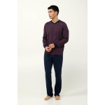 VAMP Ανδρική Βαμβακερή Πυτζάμα με V Λαιμόκοψη 23611-BLUE