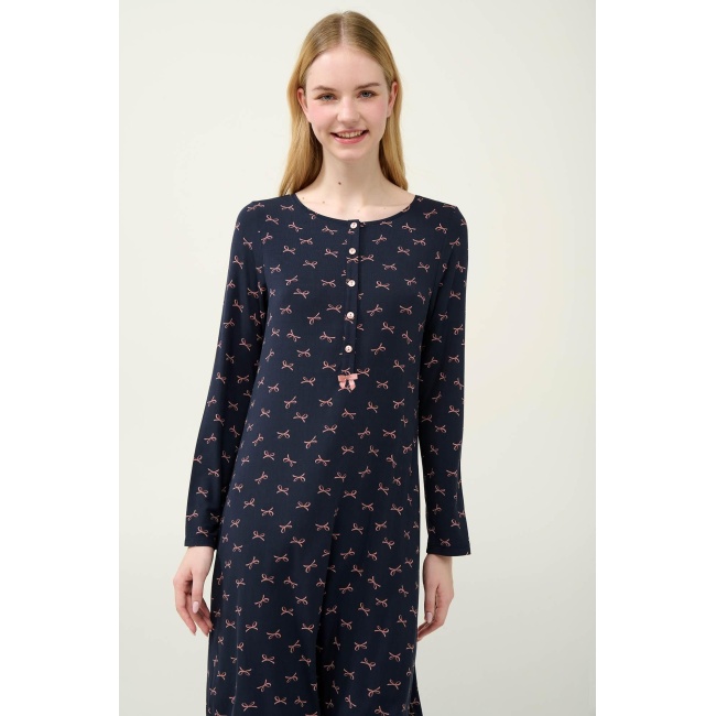Vamp Νυχτικό Micromodal με Φιόγκους 23051-BLUE BLAZER