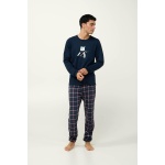 VAMP Ανδρική Βαμβακερή Πυτζάμα με Μανσέτες 23680 blue