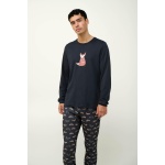 VAMP Ανδρική Βαμβακερή Πυτζάμα με Μανσέτες 23620-DARK GRAY