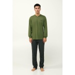 VAMP Ανδρική Βαμβακερή Πυτζάμα με Πατιλέτα 23651-GREEN DILL