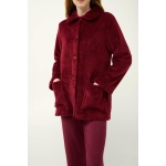 Vamp Γυναικεία Κουμπωτή Fleece Ρόμπα 23358-RED PORTO