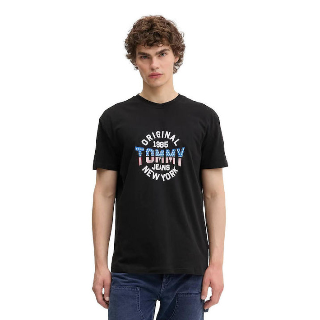 Tommy Jeans ανδρικό βαμβακερό regular t-shirt μαύρο DM0DM21913-BDS