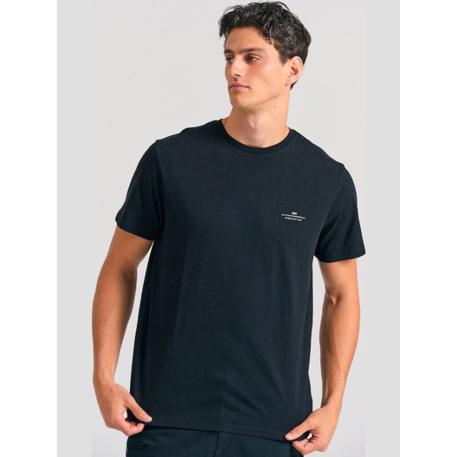 Funky Buddha ανδρικό βαμβακερό regular t-shirt μαύρο FBM012-001-04-black