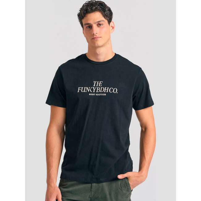 Funky Buddha ανδρικό βαμβακερό regular t-shirt μαύρο FBM012-030-04-black