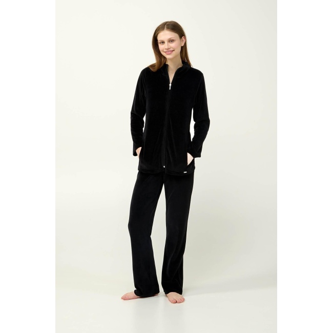 Vamp Γυναικεία Velvet Φόρμα με Φερμουάρ 23162-BLACK