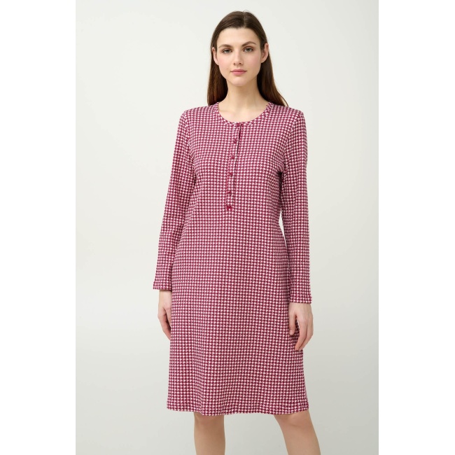 Vamp Βαμβακερό Νυχτικό Pied de Poule 23224-RED BEET