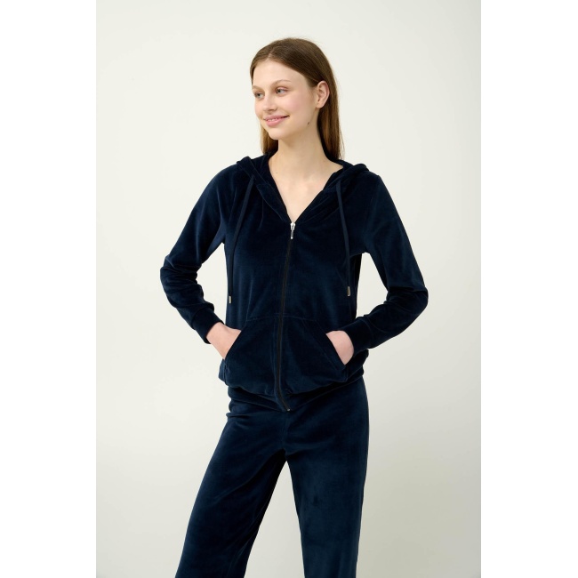Vamp Γυναικεία Velvet Φόρμα με Κουκούλα 23163-BLUE BLAZER