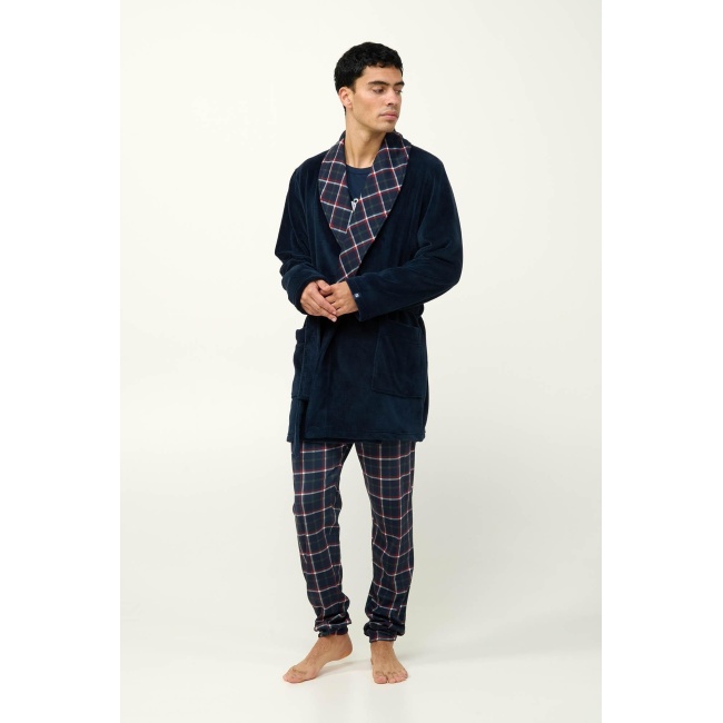 Vamp Ανδρική Σταυρωτή Fleece Ρόμπα 23691-BLUE